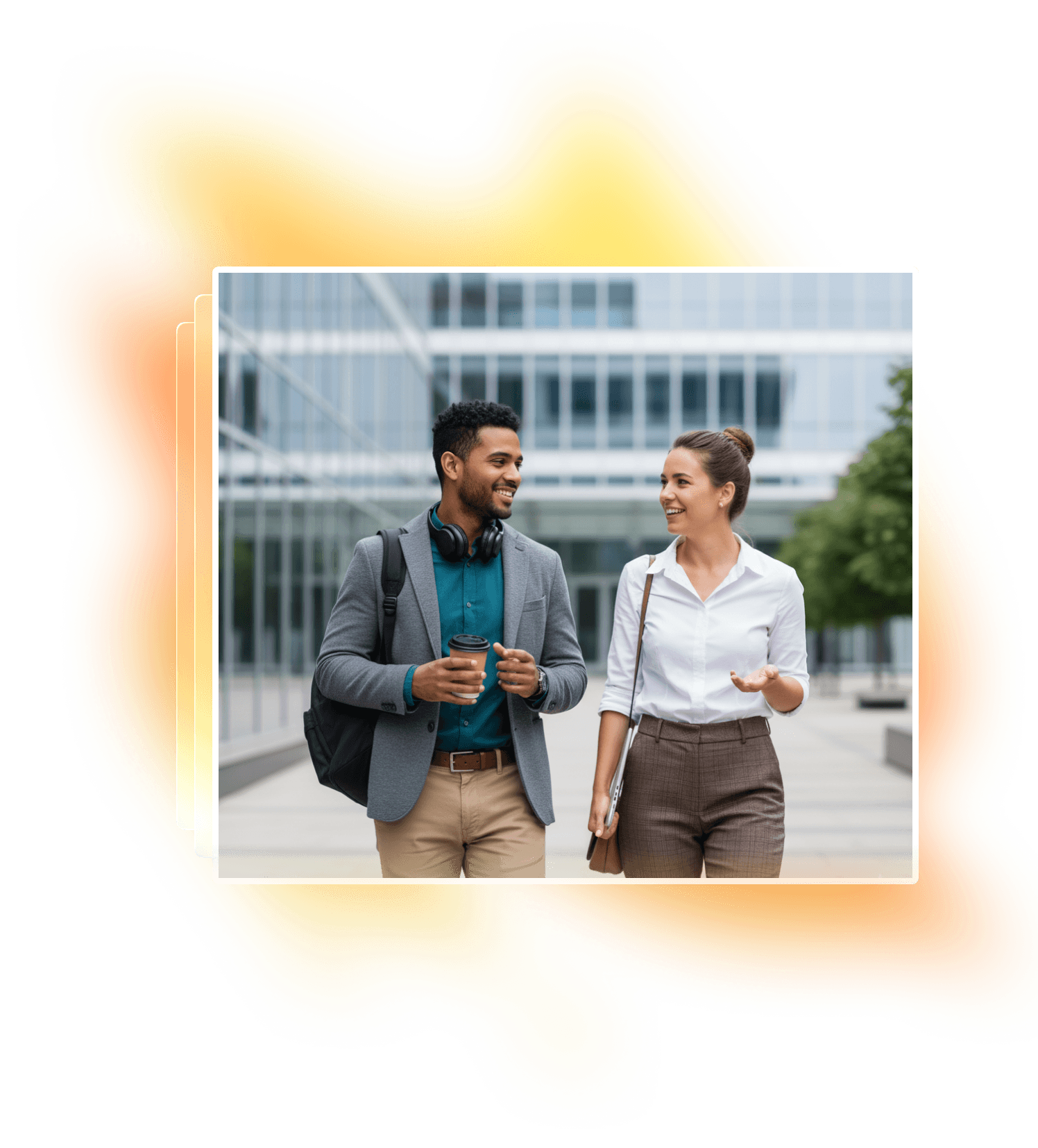 two people walking chatting